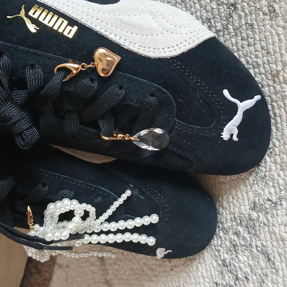 Puma Speedcat  Black and White Sneakers with Charms - Picture 3 of 8